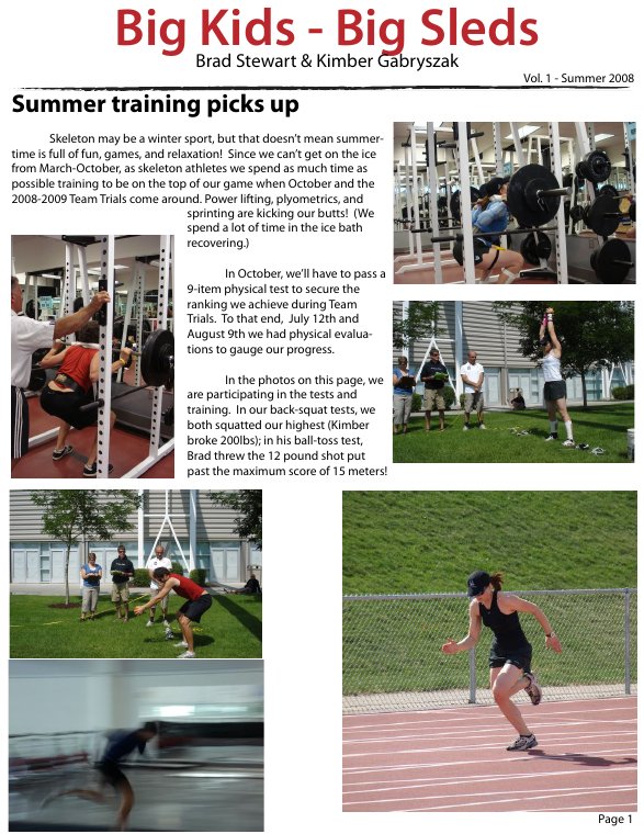 Front page of the Big Kids - Big Sleds newsletter, Summer 2008